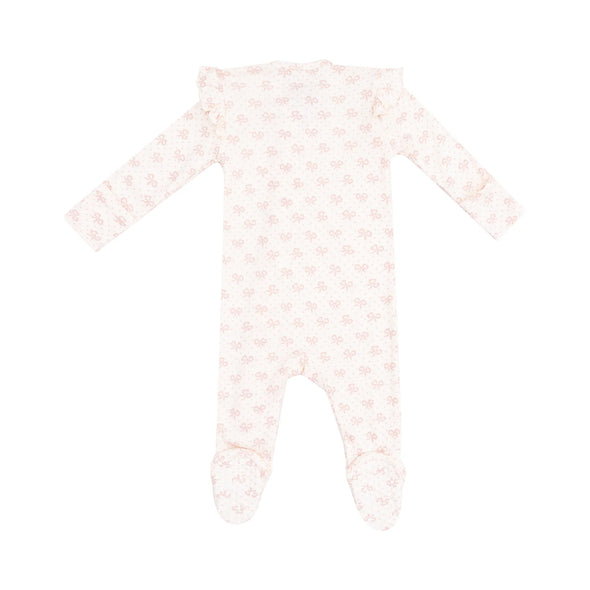 Pink Mini Bow Ruffle Footie