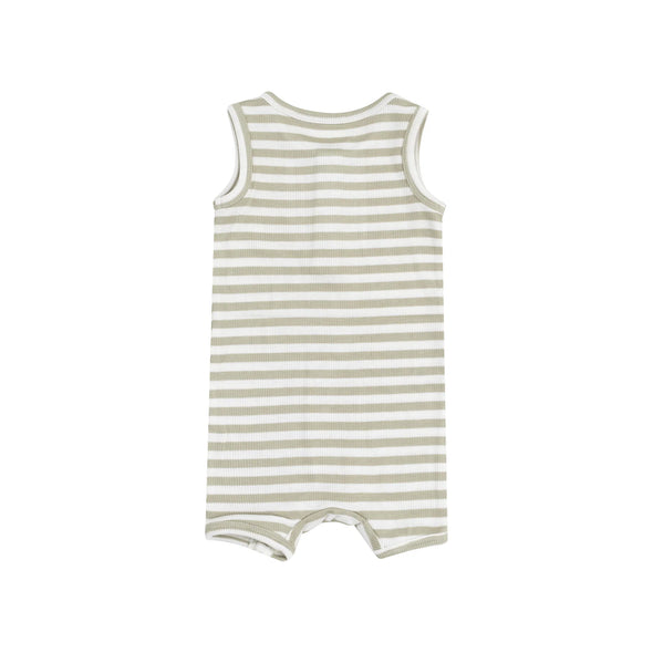 Stripe Sage Sleeveless Shortie Romper