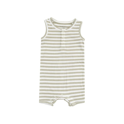 Stripe Sage Sleeveless Shortie Romper