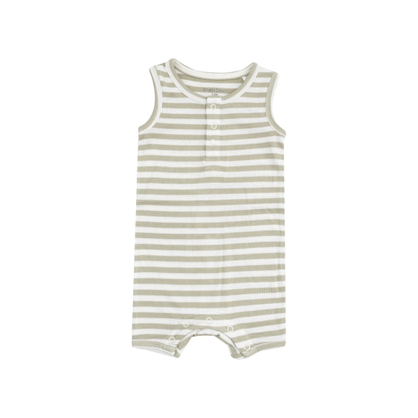 Stripe Sage Sleeveless Shortie Romper