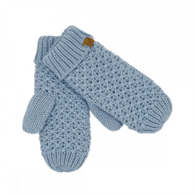 Stitch Knit Mittens in Denim