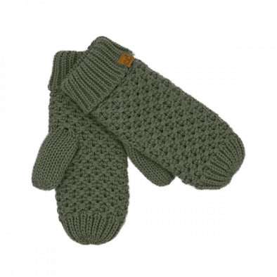 Stitch Knit Mittens in Moss