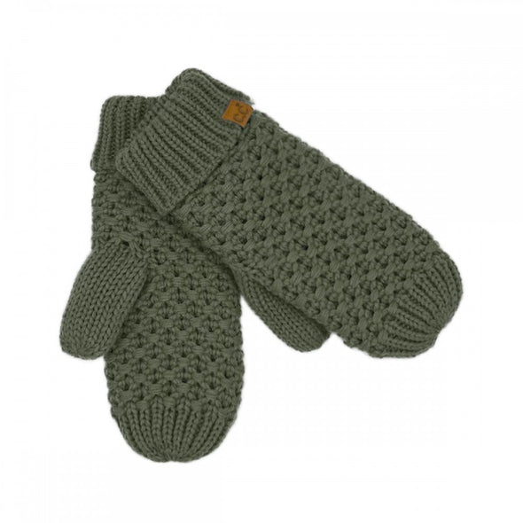 Stitch Knit Mittens in Moss