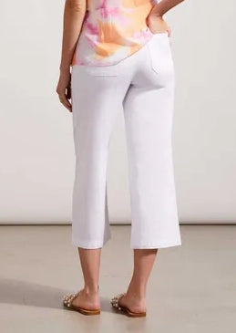 Audrey Wide Leg Capri Jeans in White