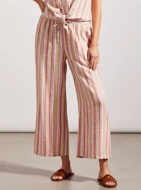 Flowy Crop Linen Pants in Lollipop