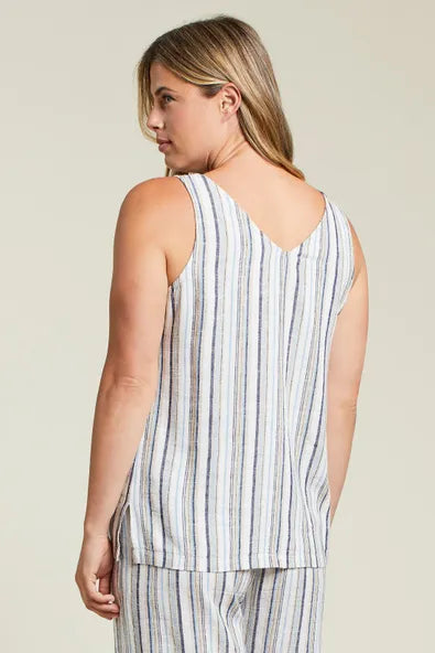 Flowy Linen Button Cami in Poolside