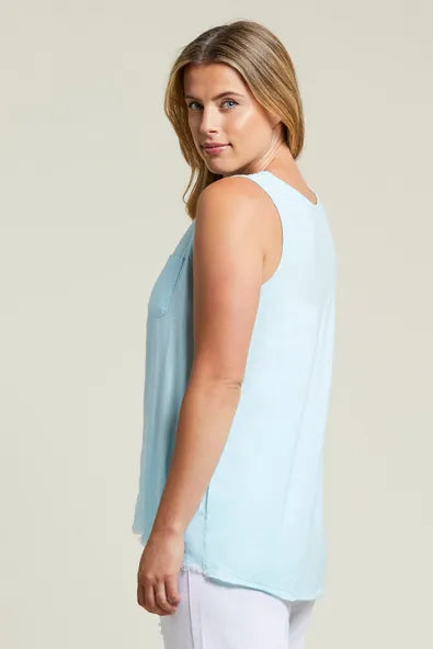 Linen Tank Top in Sea Mist
