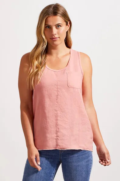 Linen Tank Top in Pale Coral