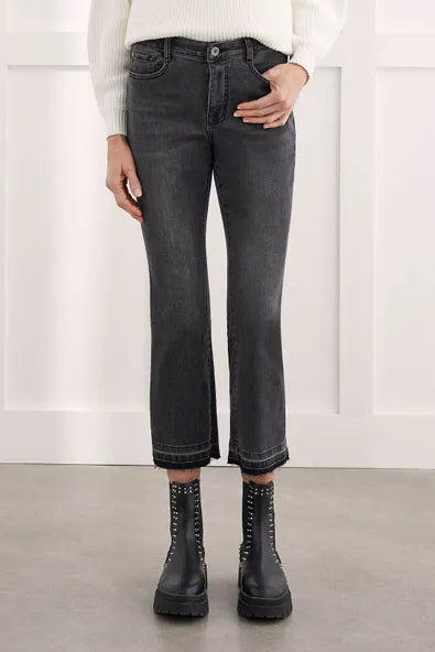 Sophia Microflare Cropped Jeans in Stone Black