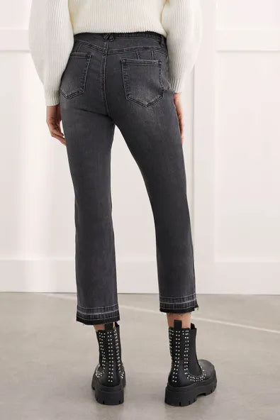 Sophia Microflare Cropped Jeans in Stone Black
