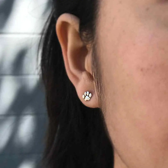 Sterling Silver Puff Paw Earrings
