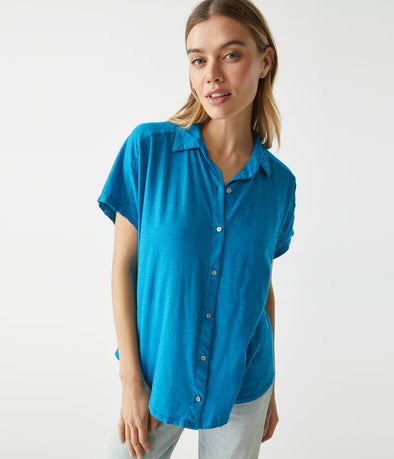 Palmer Button Down Tee in Pacific