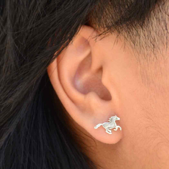 Sterling Silver Running Horse Earrings