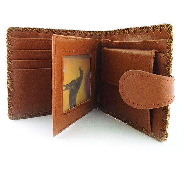 Mexican Rose Embroidered Vegan Medium Wallet in Red