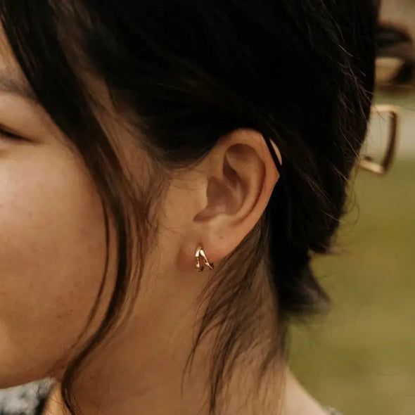 Sadie Double Band Hoops in Gold