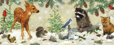 Winter Forest Friends Panoramic Boxed Holiday Cards Set of 20