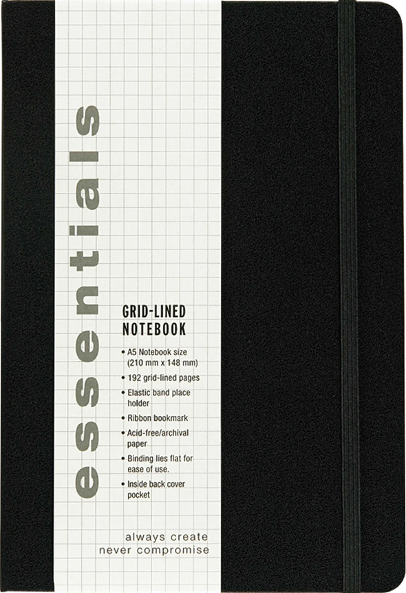 Essentials Grid-Lined Notebook, Large, A5 Size