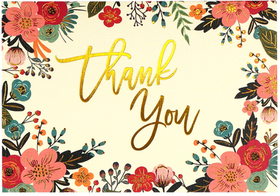 Floral Frame Thank You Cards Set of 14