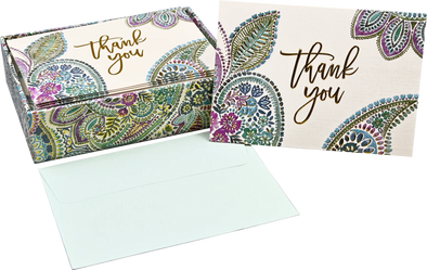 Watercolor Paisley Thank You Notes Set of 14