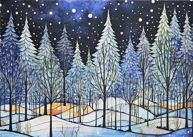 Winter Nightfall Deluxe Boxed Holiday Cards Set of 20