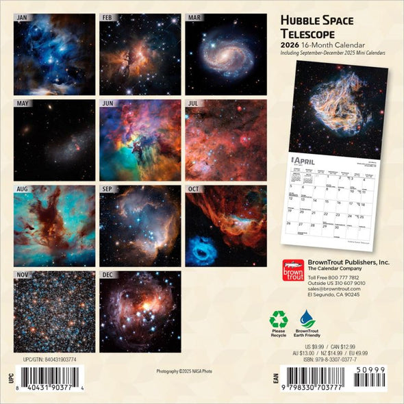 Hubble Space Telescope 2026 Monthly Mini Wall Calendar