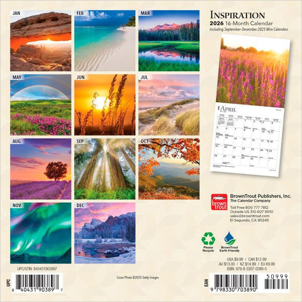 Inspiration 2026 Monthly Mini Wall Calendar