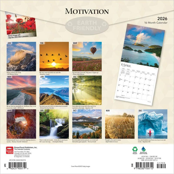 Motivation 2026 Monthly Square Wall Calendar