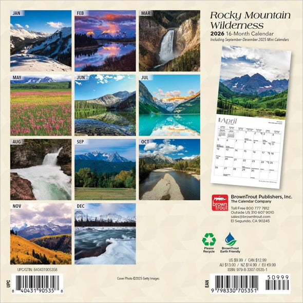 Rocky Mountain Wilderness 2026 Monthly Mini Wall Calendar