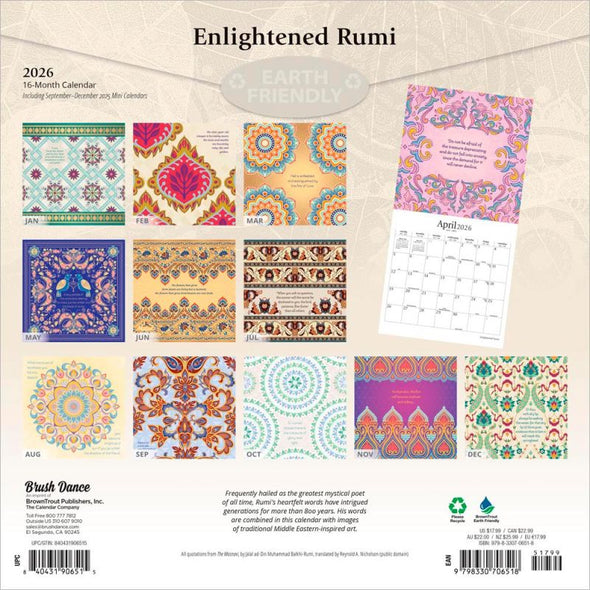 Enlightened Rumi 2026 Monthly Square Wall Calendar