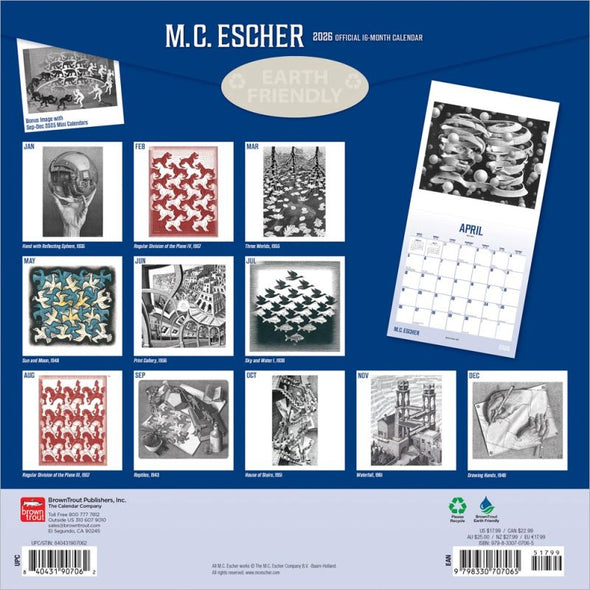 M.C. Escher 2026 Monthly Square Wall Calendar