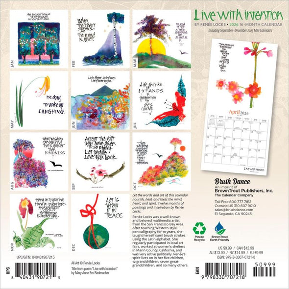 Live with Intention 2026 Monthly Mini Wall Calendar