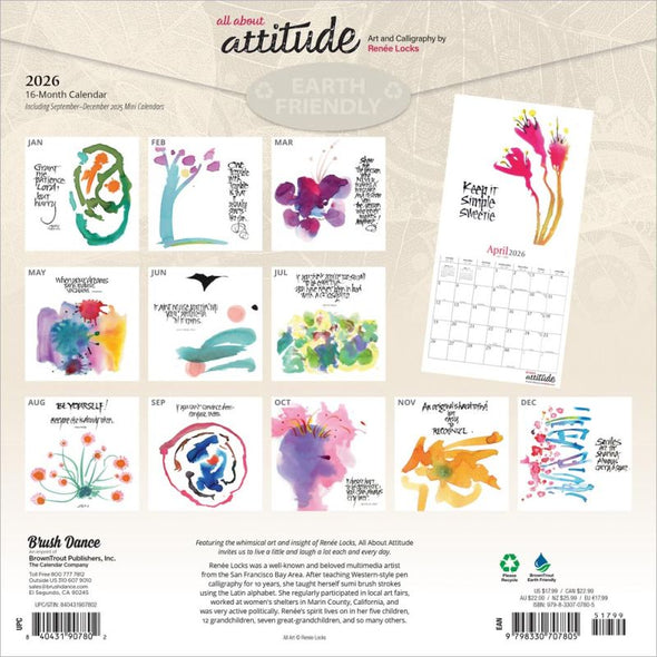All About Attitude 2026 Monthly Square Wall Calendar