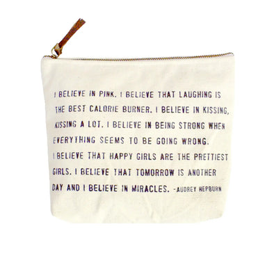 I Believe in Pink (Audrey Hepburn) Canvas Zip Bag