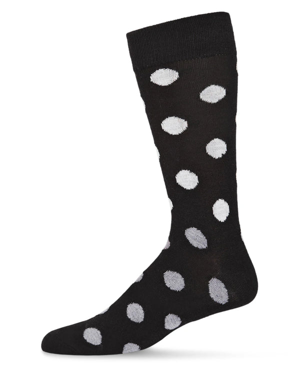 Men's Cashmere Polka Dot Socks in Black