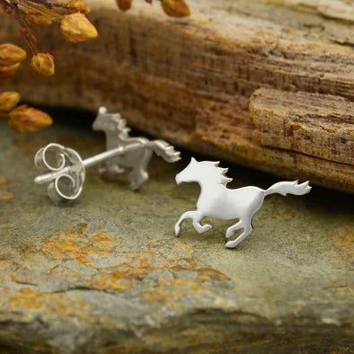 Sterling Silver Running Horse Earrings