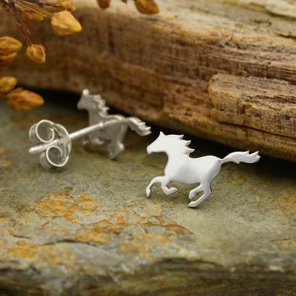Sterling Silver Running Horse Earrings