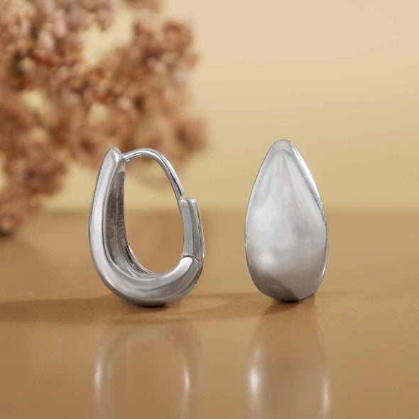 Sterling Silver Chunky Teardrop Huggie Hoops
