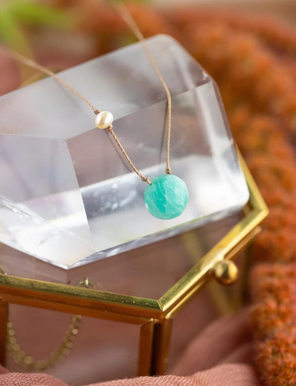 Amazonite and Pearl Goddess Necklace for You Are Brave