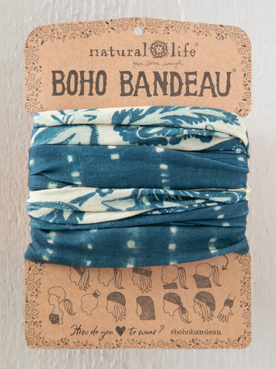 Boho Bandeau in Indigo Shibori Stripe