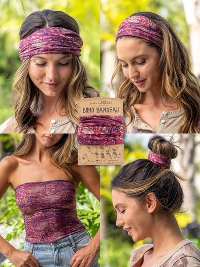 Boho Bandeau in Mauve India Vines