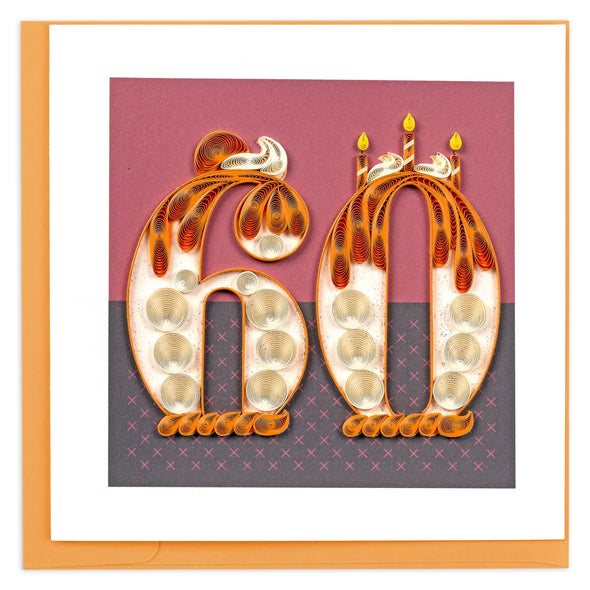 Quilled Birthday Milestone Greeting Card - 60