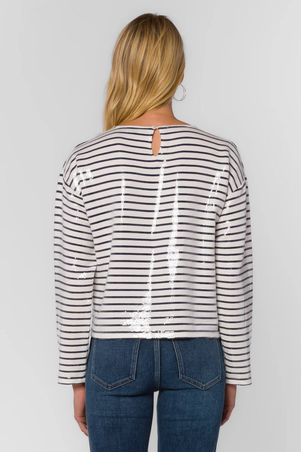 Biata Sequin Long Sleeve in Breton Stripe