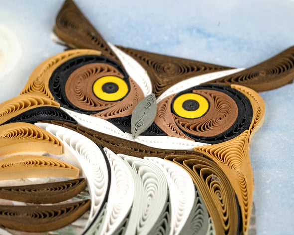 Quilled Great Horned Owl Greeting Card