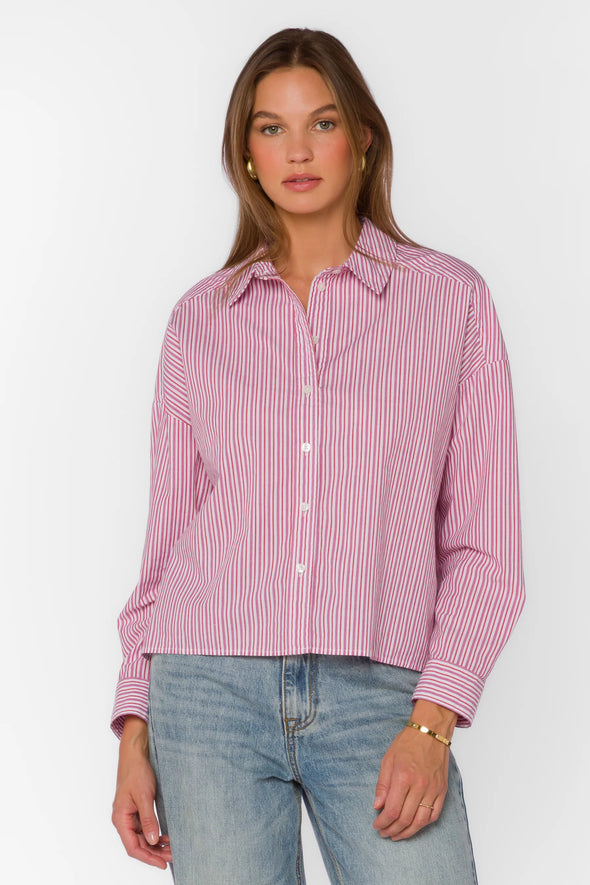 Brigette Long Sleeve in Cosmic Pink Stripe