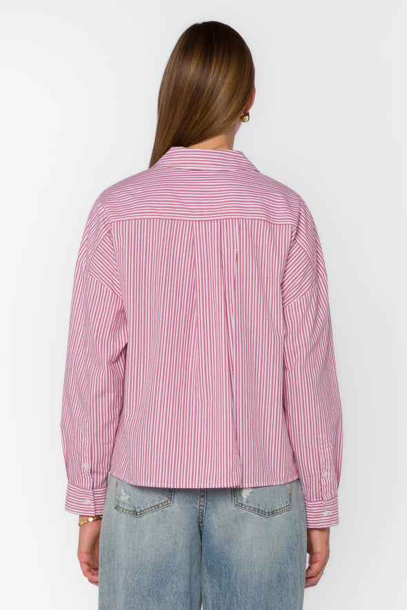 Brigette Long Sleeve in Cosmic Pink Stripe