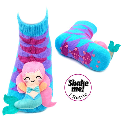 Rainbow Mermaid Boogie Toes - Baby Rattle Socks 0-1Y