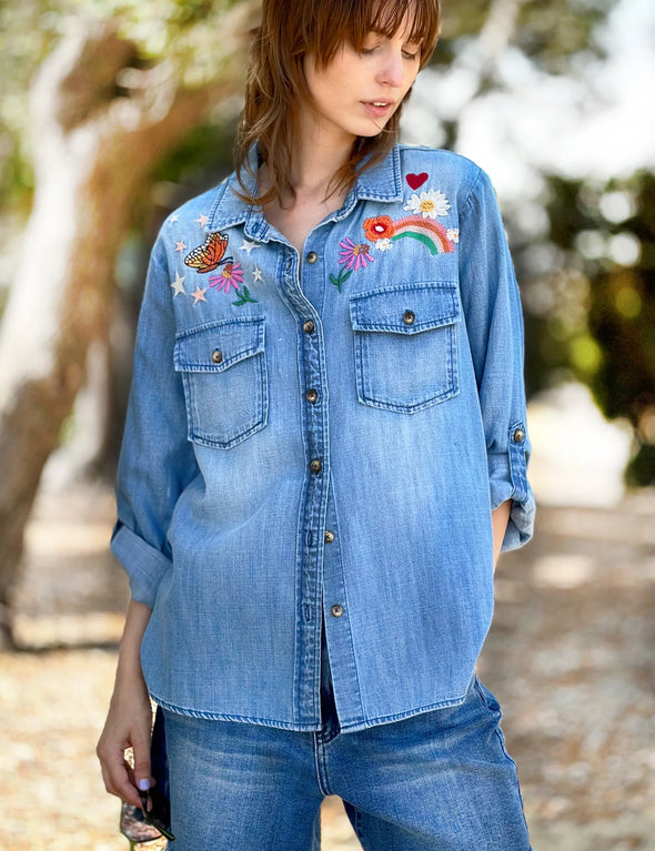 Happy Place Top in Denim