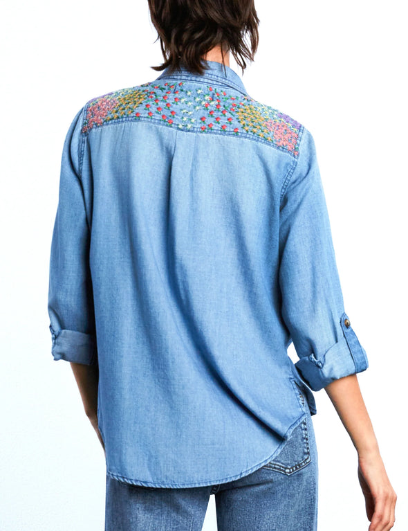 Flower Patch Shirt in Denim