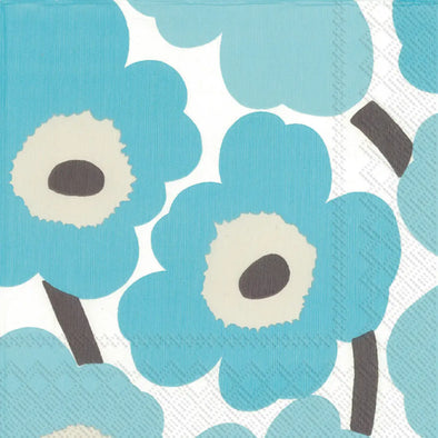 Paper Cocktail Napkins Pack of 20 Marimekko Unikko Turquoise