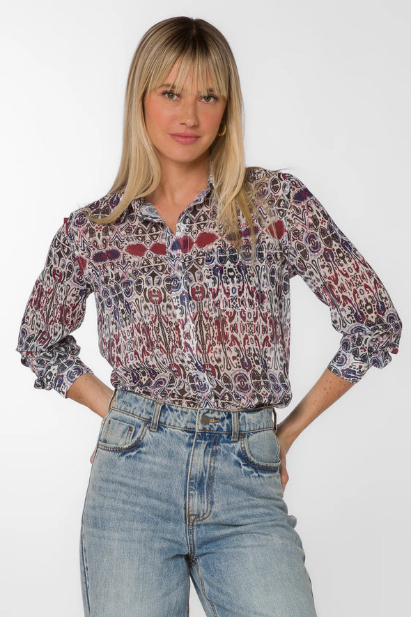 Carmine Multi Blue Blouse